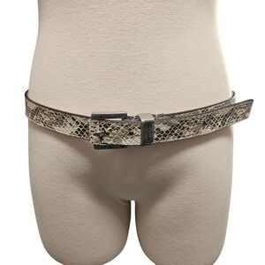 New York Company Womens Snake Print Leather Belt Silver Buckle Size Medium